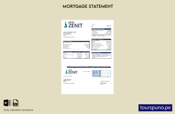 listo para imprimir extracto de hipoteca del banco Zenit de Rusia en plantilla d